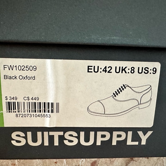 Suit Supply Black Oxfords shoe size9 - Picture 1 of 6